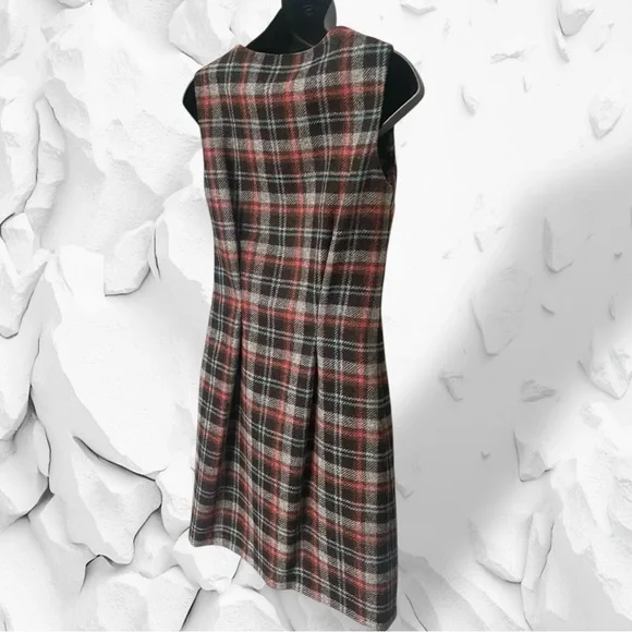 Boden British Tweed by Moon Plaid Dress Size US 6R UK 10R Brown Pink - Picture 6 of 16